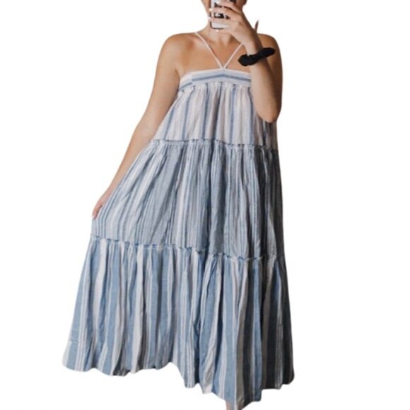 J. Crew Dresses & Skirts - J. Crew Chambray Midi Dress - Blue white stripes - Size Small 🇺🇸